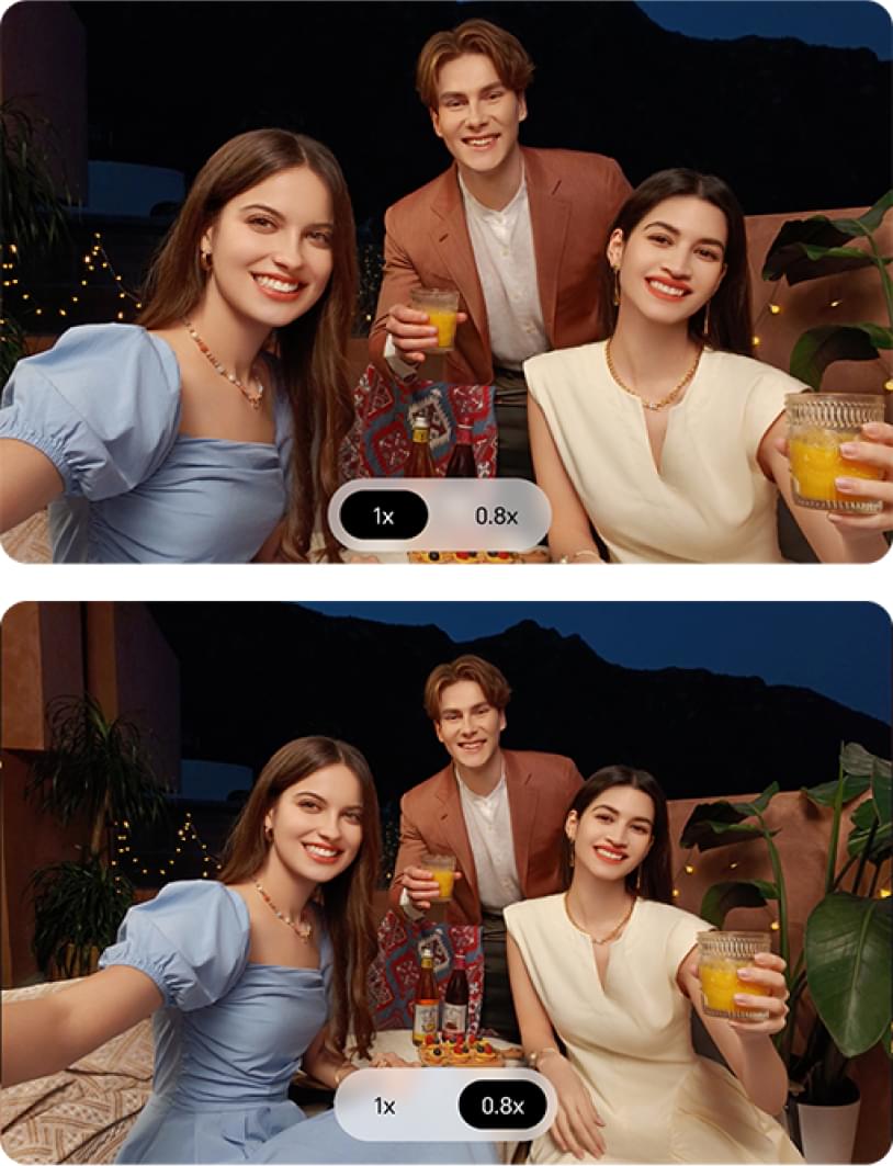 AI переключение угла обзора для селфи